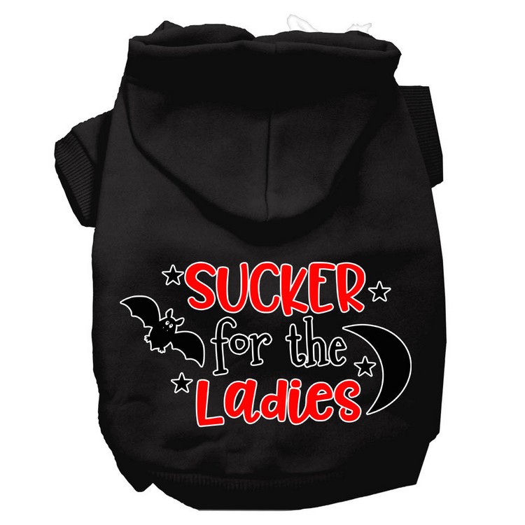 Sucker for the Ladies Screen Print Dog Hoodie Black M